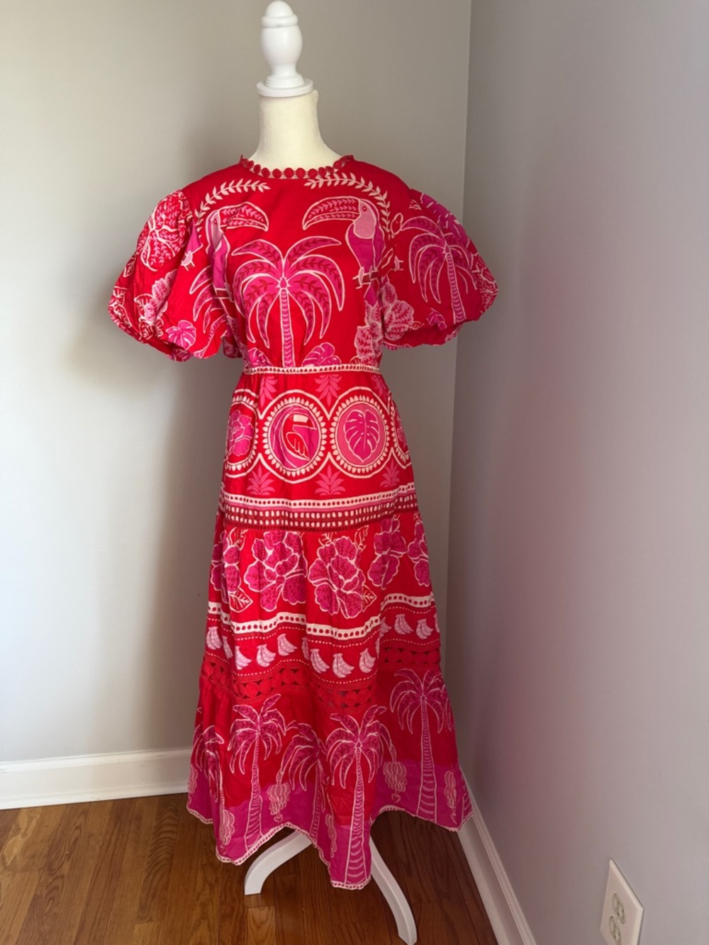 NWT Farm Rio Red Summer Sunrise Backless Midi Dress